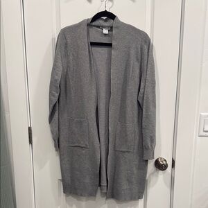 Gray Open Front Cardigan Sweater